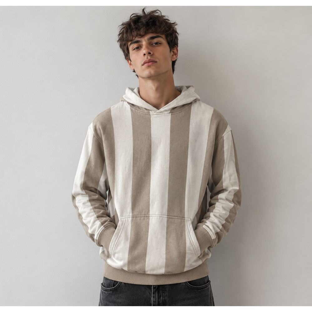 Urban Outfitters Mens Taupe stripe Hoodie M